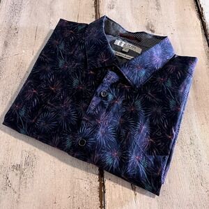 Ted Baker Short Sleeve Men's Button Up Shirt with Multi Colors size 6 Very Clean